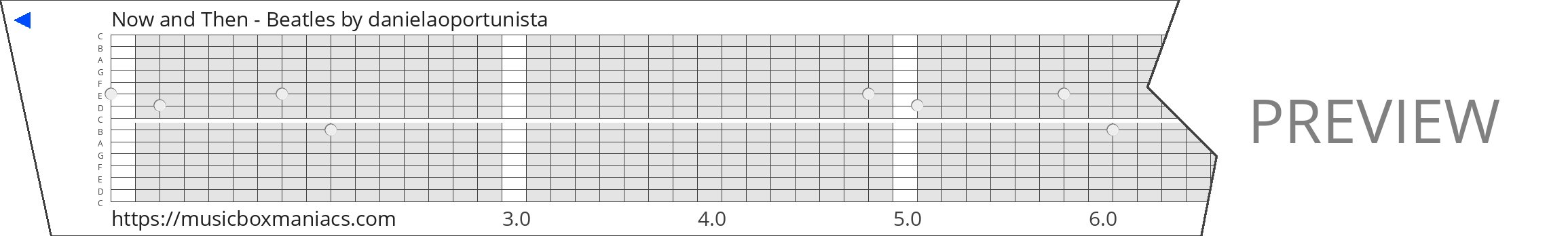 Now and Then - Beatles 15 note music box paper strip