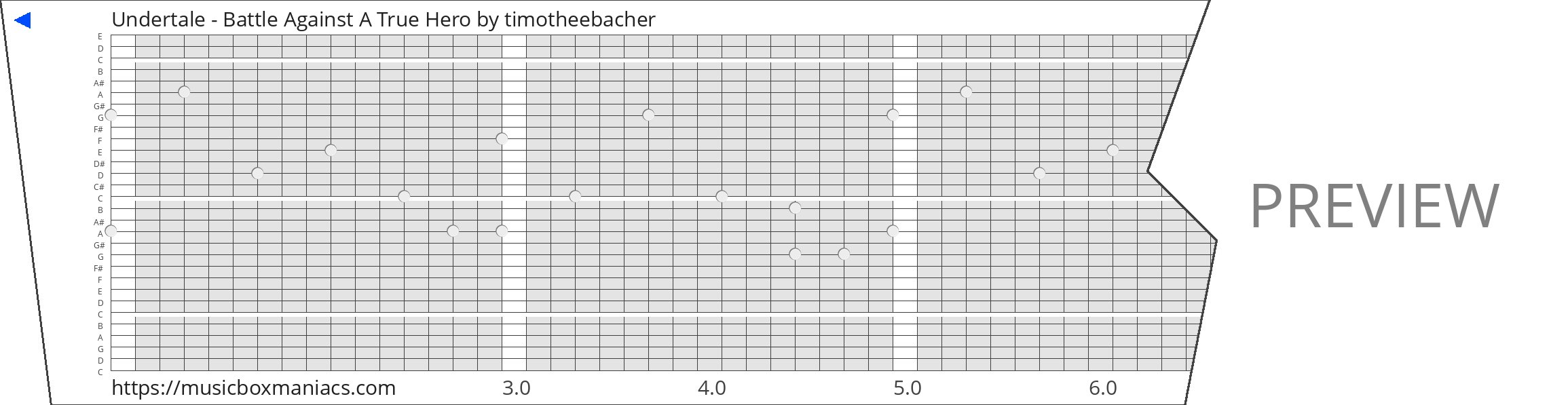 Undertale - Battle Against A True Hero 30 note music box paper strip