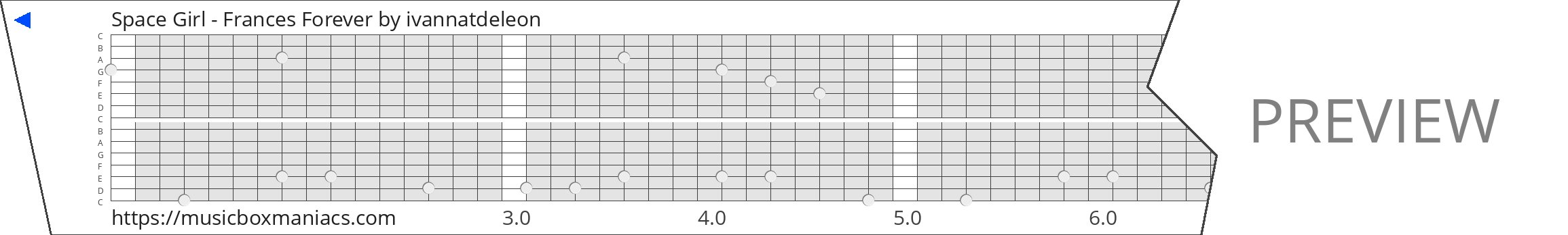Space Girl - Frances Forever 15 note music box paper strip