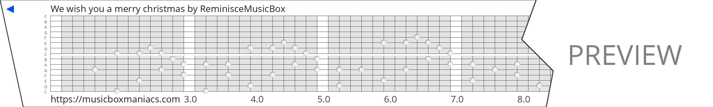 We wish you a merry christmas 15 note music box paper strip