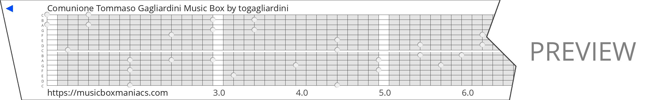 Comunione Tommaso Gagliardini Music Box 15 note music box paper strip