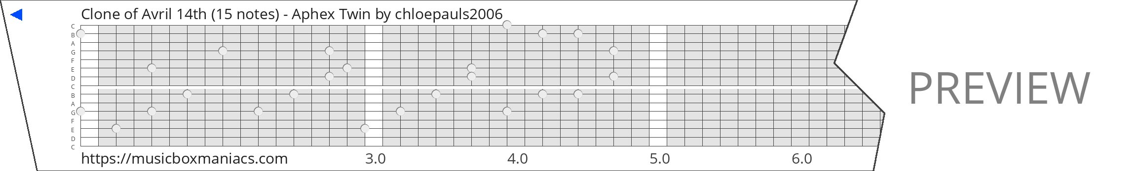 Clone of Avril 14th (15 notes) - Aphex Twin 15 note music box paper strip