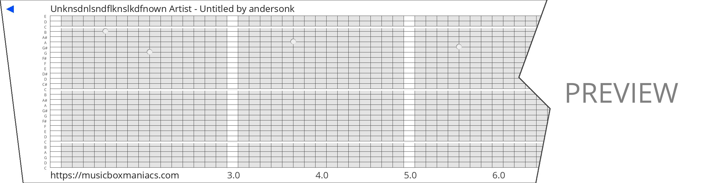 Unknsdnlsndflknslkdfnown Artist - Untitled 30 note music box paper strip