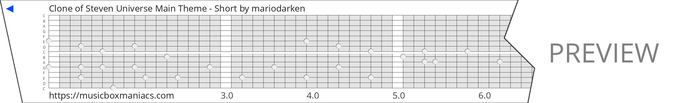 Clone of Steven Universe Main Theme - Short 15 note music box paper strip