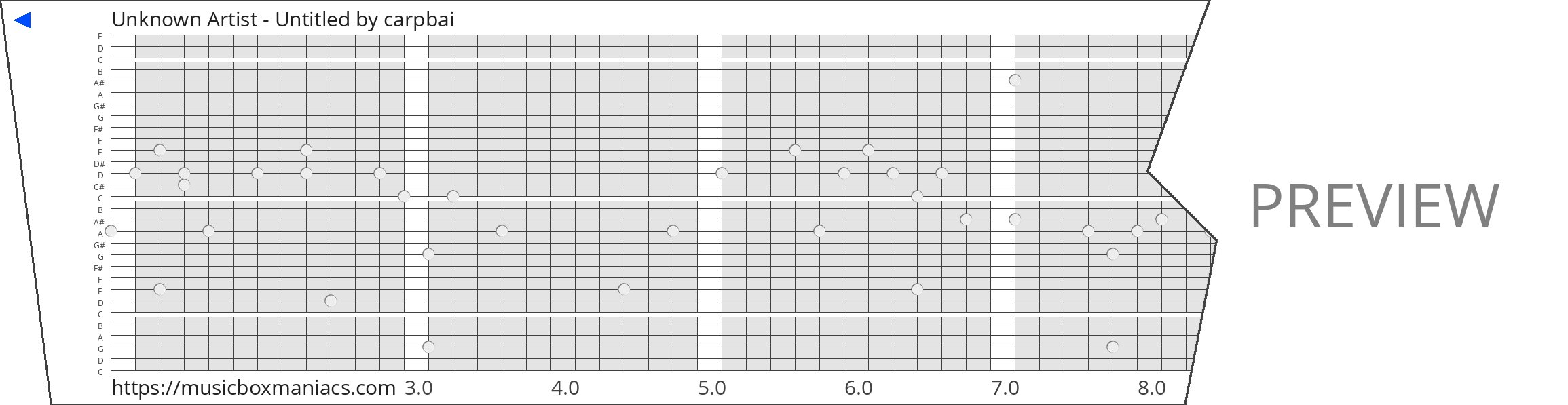 Unknown Artist - Untitled 30 note music box paper strip