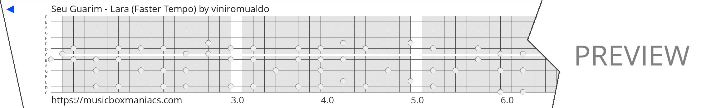 Seu Guarim - Lara (Faster Tempo) 15 note music box paper strip