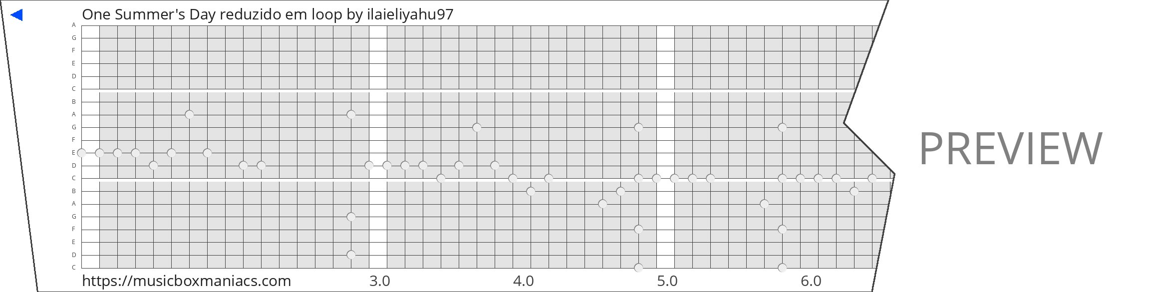 One Summer's Day reduzido em loop 20 note music box paper strip