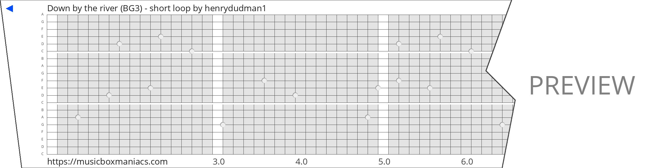 Down by the river (BG3) - short loop 20 note music box paper strip