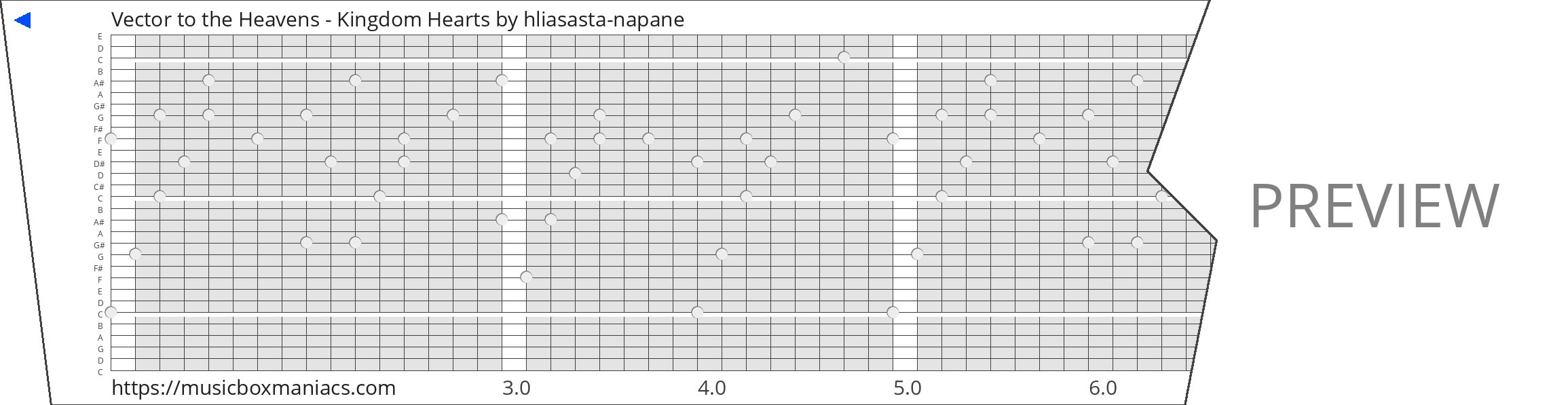 Vector to the Heavens - Kingdom Hearts 30 note music box paper strip