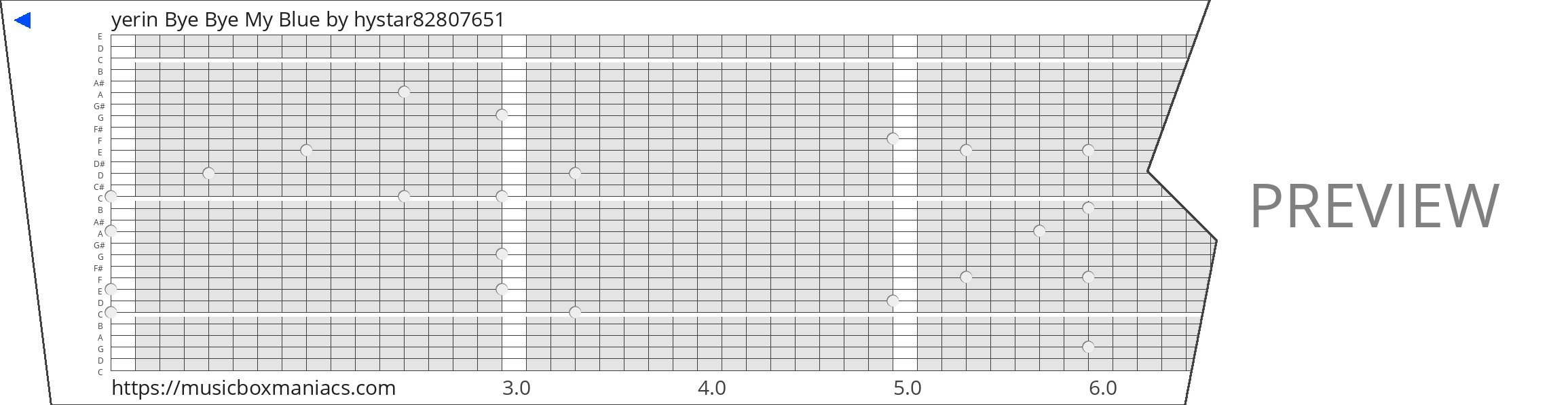 yerin Bye Bye My Blue 30 note music box paper strip