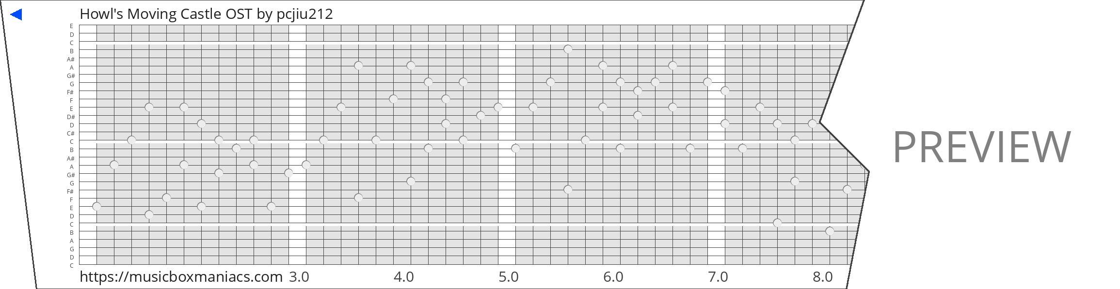 Howl's Moving Castle OST 30 note music box paper strip