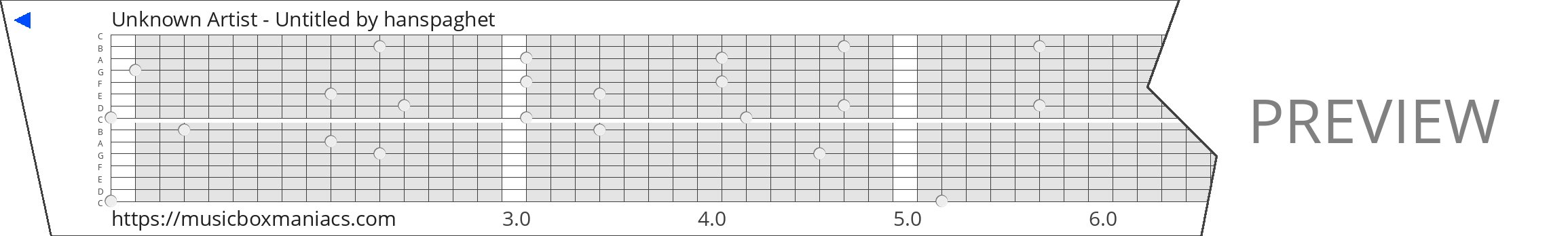 Unknown Artist - Untitled 15 note music box paper strip