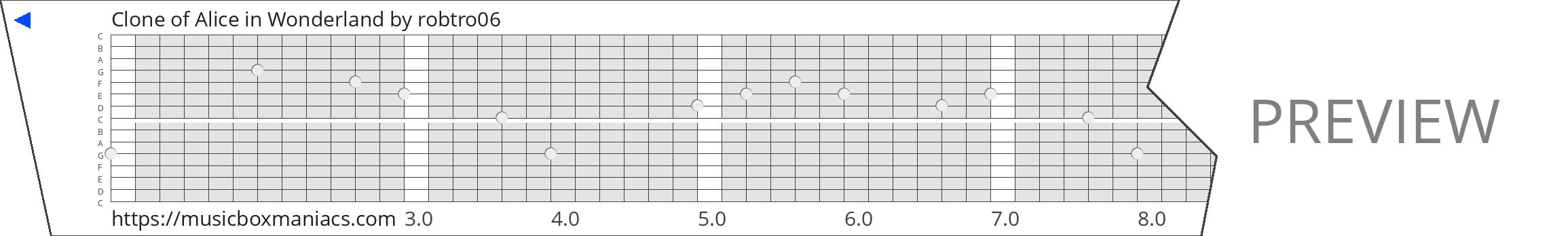 Clone of Alice in Wonderland 15 note music box paper strip
