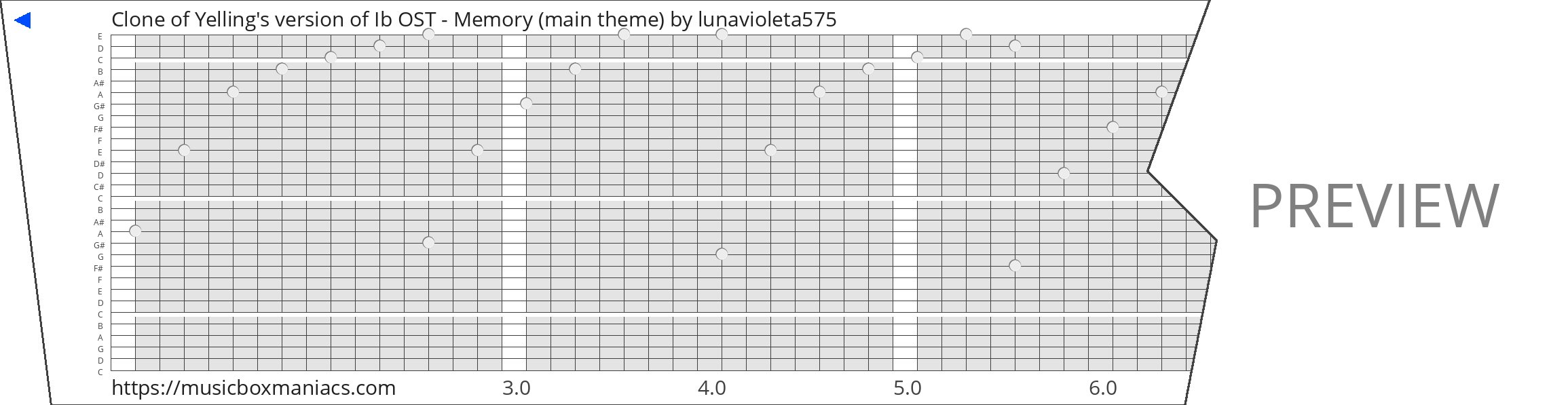 Clone of Yelling's version of Ib OST - Memory (main theme) 30 note music box paper strip