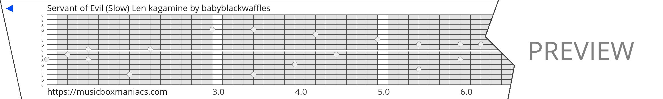 Servant of Evil (Slow) Len kagamine 15 note music box paper strip