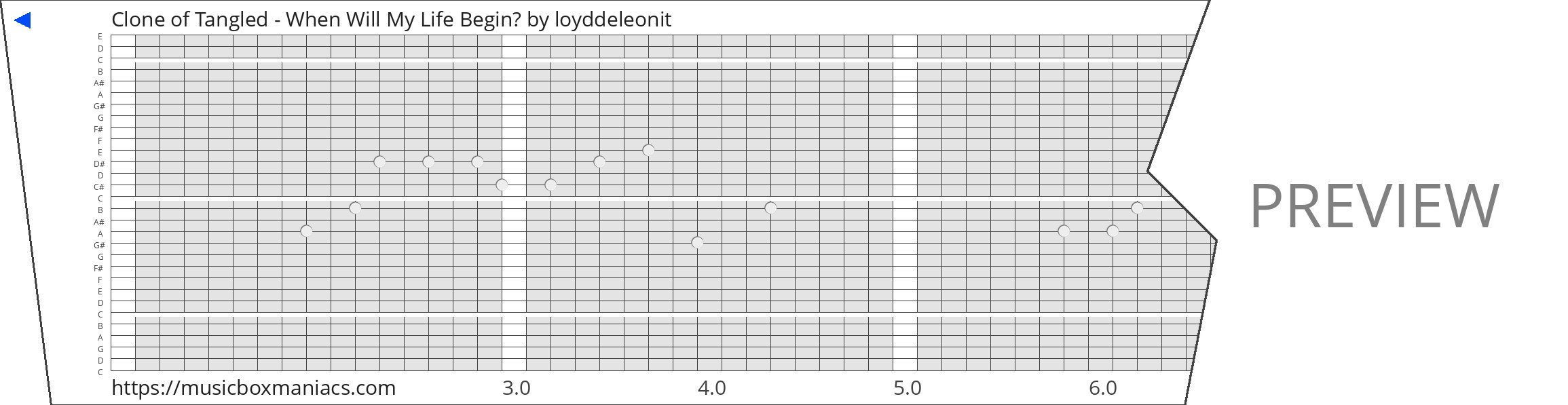 Clone of Tangled - When Will My Life Begin? 30 note music box paper strip
