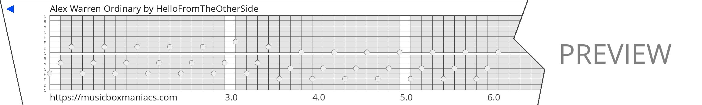 Alex Warren Ordinary 15 note music box paper strip