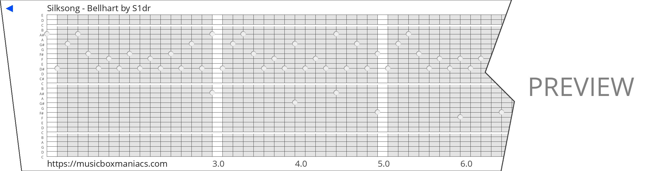 Silksong - Bellhart 30 note music box paper strip