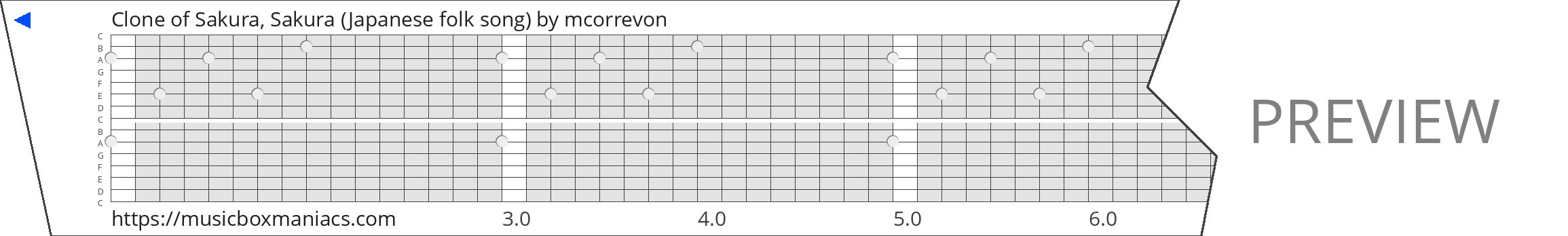 Clone of Sakura, Sakura (Japanese folk song) 15 note music box paper strip