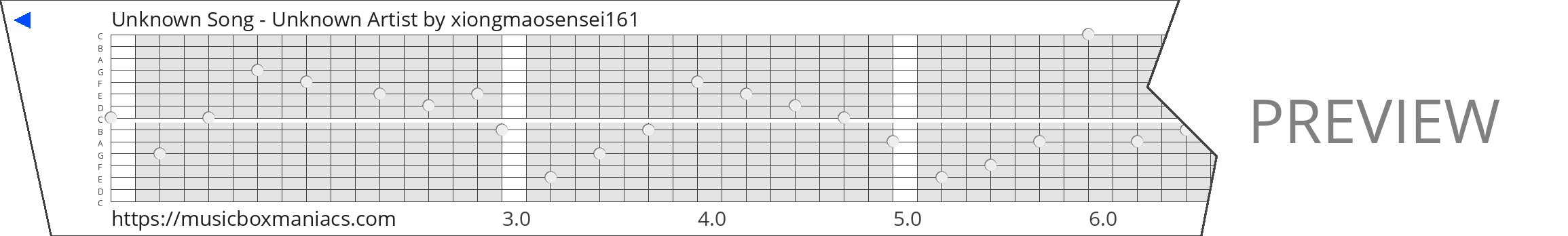 Unknown Song - Unknown Artist 15 note music box paper strip