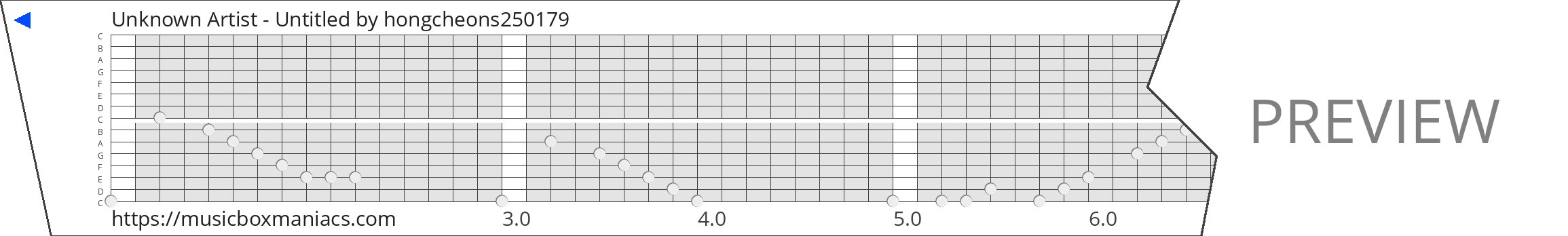 Unknown Artist - Untitled 15 note music box paper strip