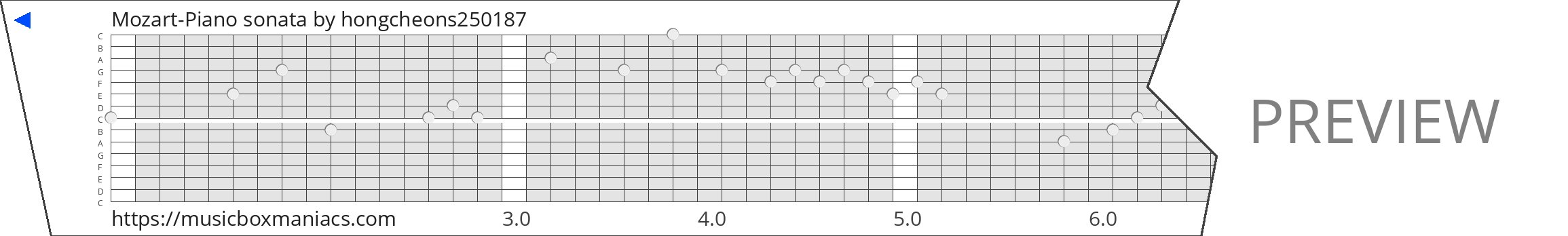 Mozart-Piano sonata 15 note music box paper strip