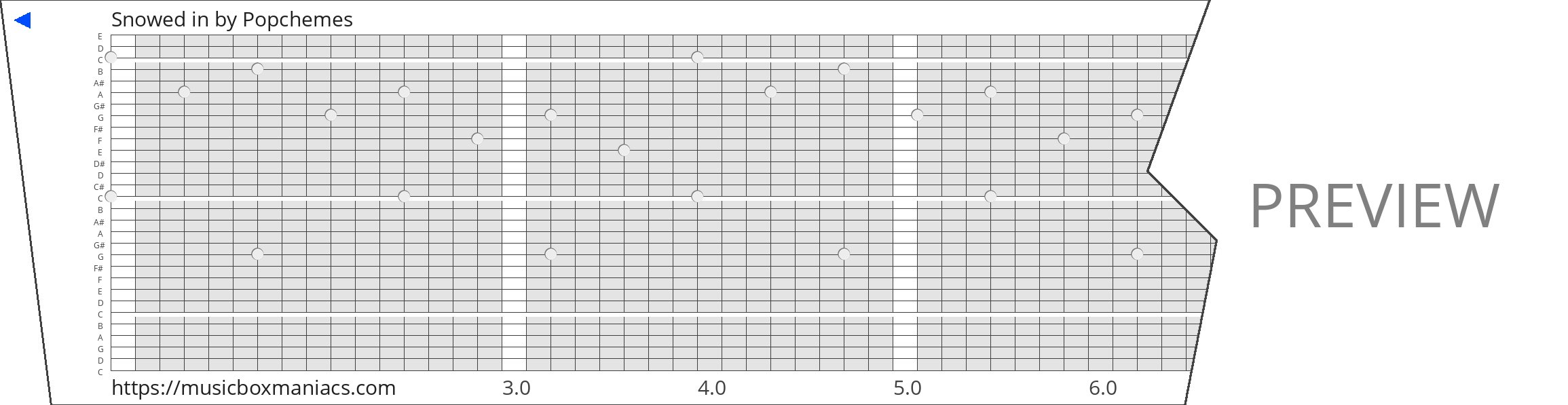 Snowed in 30 note music box paper strip