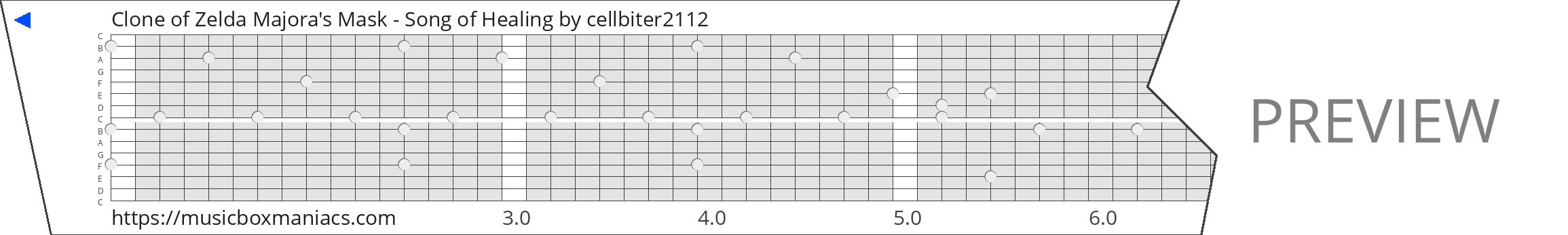 Clone of Zelda Majora's Mask - Song of Healing 15 note music box paper strip