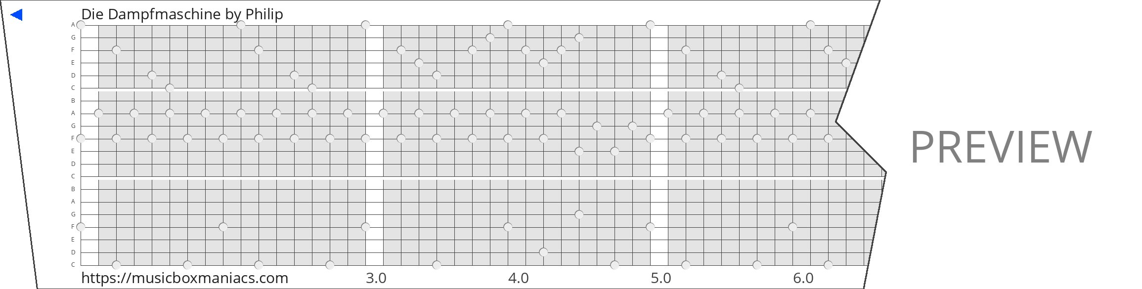 Die Dampfmaschine 20 note music box paper strip