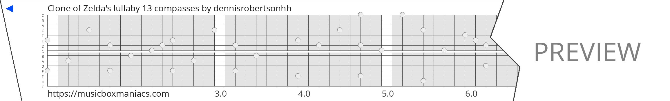 Clone of Zelda's lullaby 13 compasses 15 note music box paper strip
