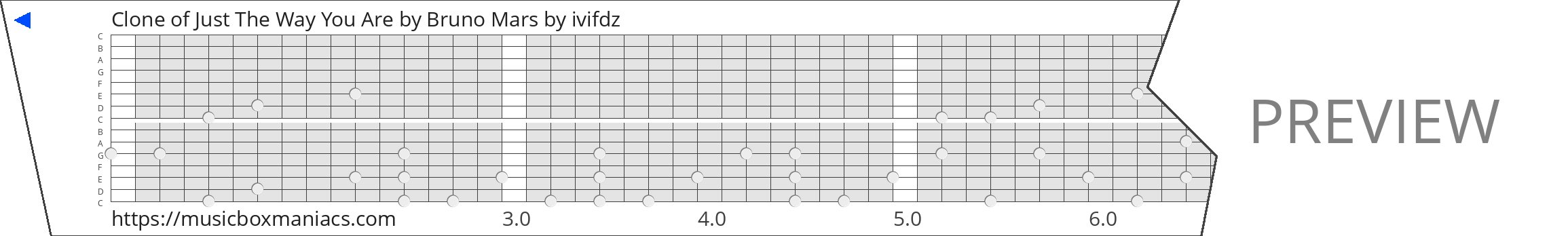 Clone of Just The Way You Are by Bruno Mars 15 note music box paper strip