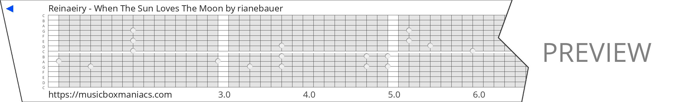 Reinaeiry - When The Sun Loves The Moon 15 note music box paper strip