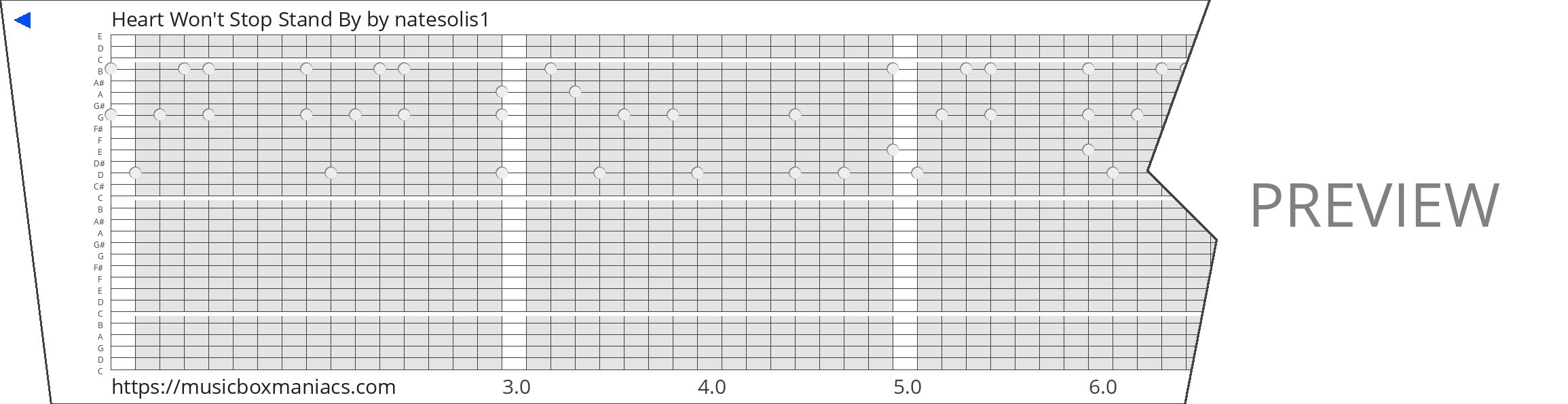 Heart Won't Stop Stand By 30 note music box paper strip