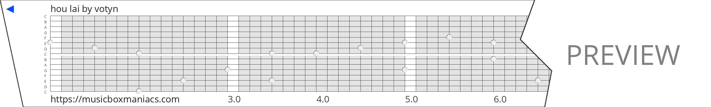hou lai 15 note music box paper strip