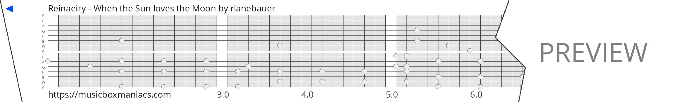 Reinaeiry - When the Sun loves the Moon 15 note music box paper strip