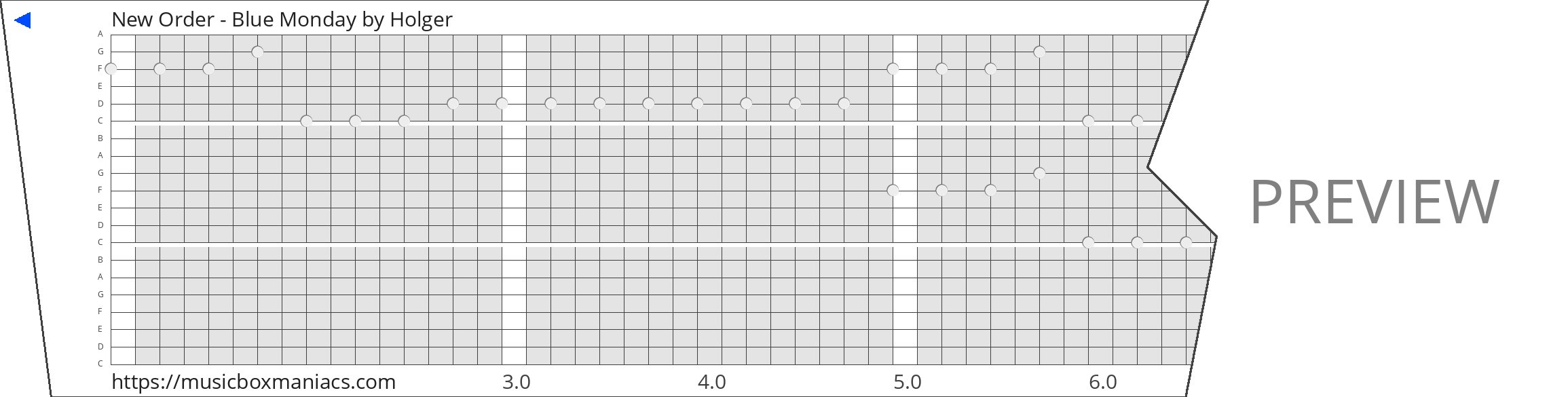 New Order - Blue Monday 20 note music box paper strip