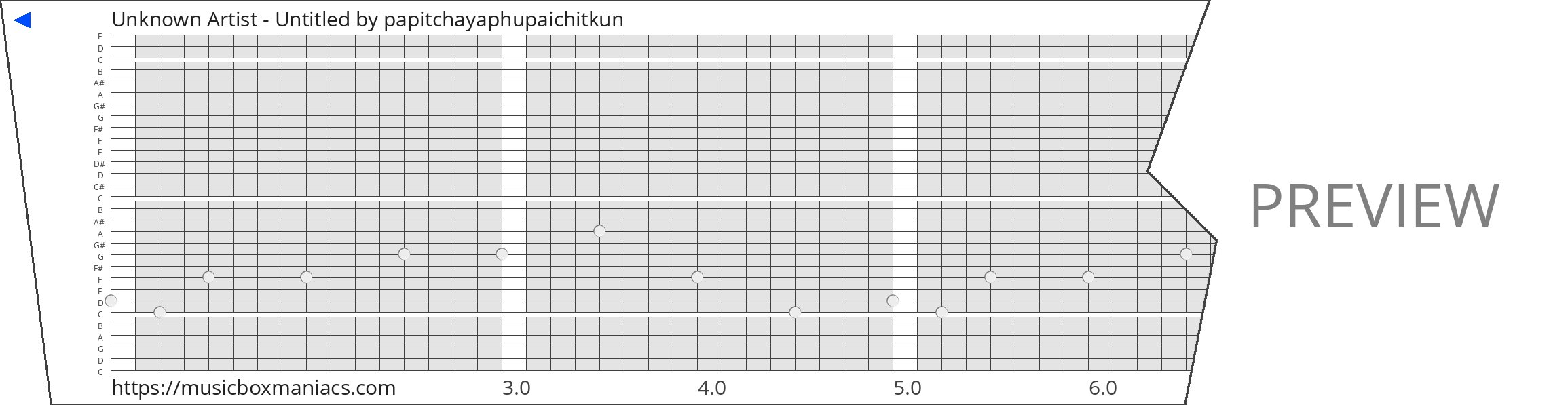 Unknown Artist - Untitled 30 note music box paper strip