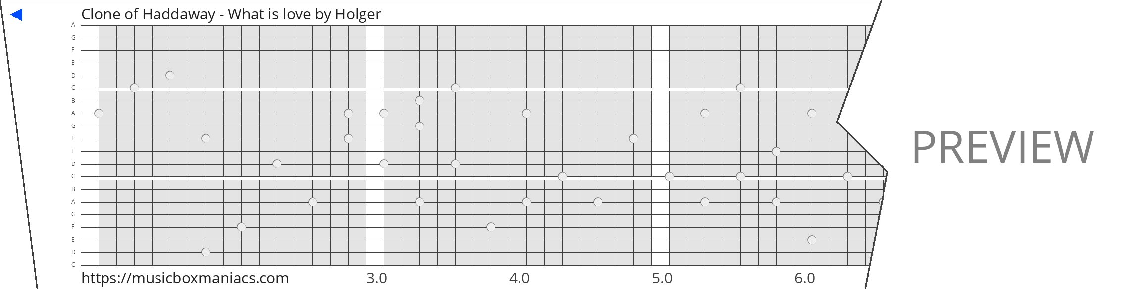 Clone of Haddaway - What is love 20 note music box paper strip