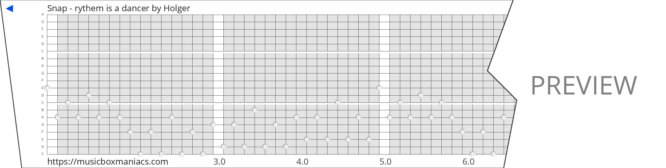 Snap - rythem is a dancer 20 note music box paper strip