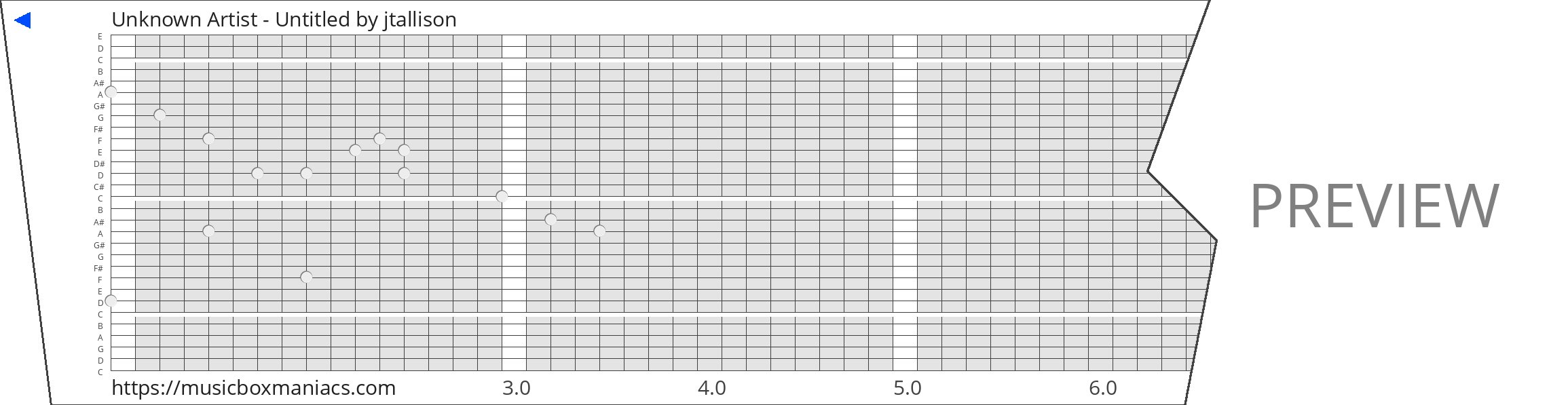 Unknown Artist - Untitled 30 note music box paper strip