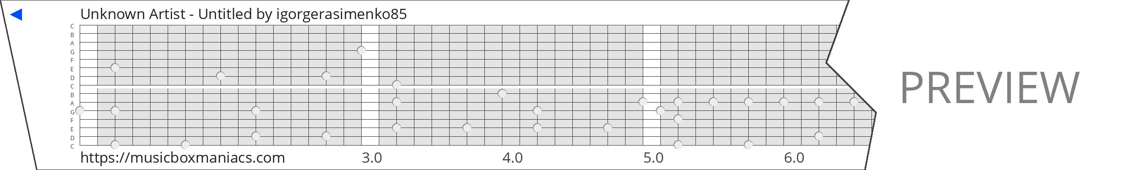 Unknown Artist - Untitled 15 note music box paper strip