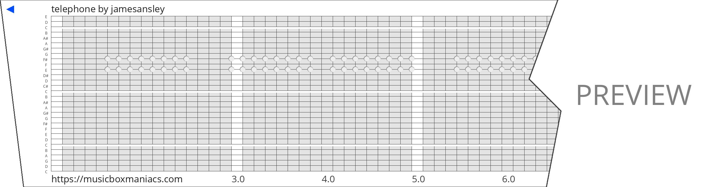 telephone 30 note music box paper strip