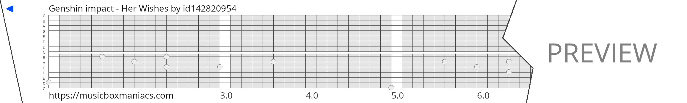 Genshin impact - Her Wishes 15 note music box paper strip