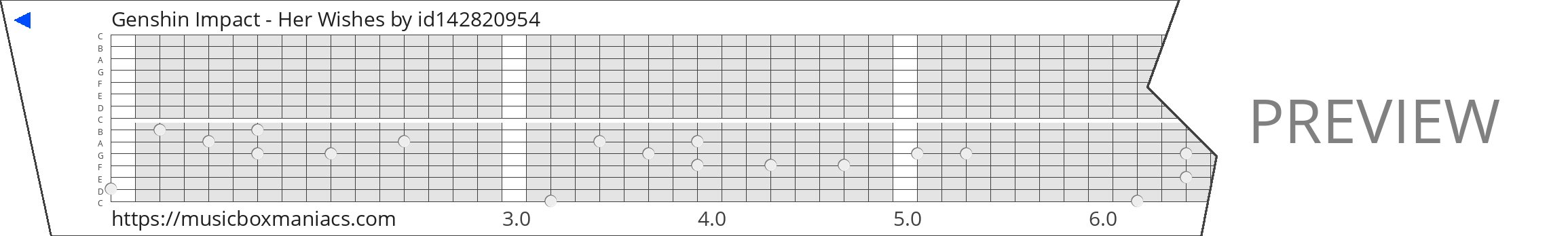 Genshin Impact - Her Wishes 15 note music box paper strip