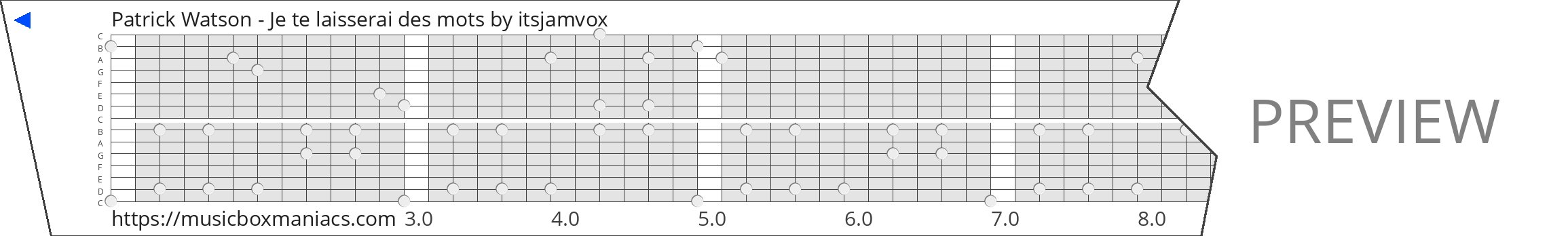 Patrick Watson - Je te laisserai des mots 15 note music box paper strip