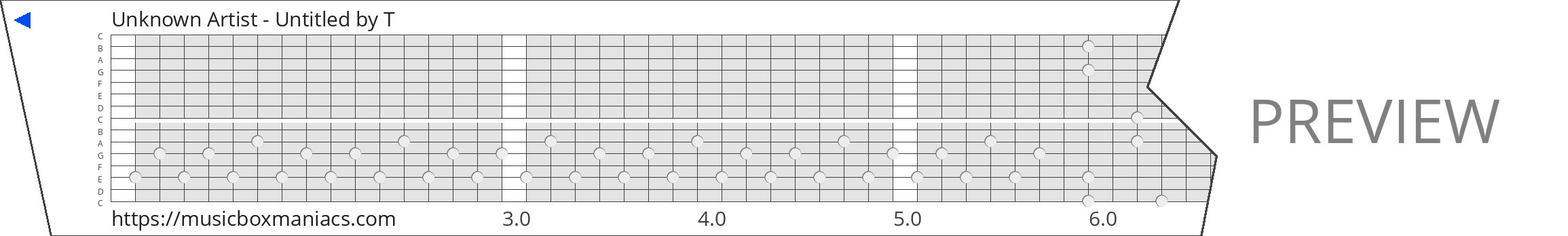 Unknown Artist - Untitled 15 note music box paper strip