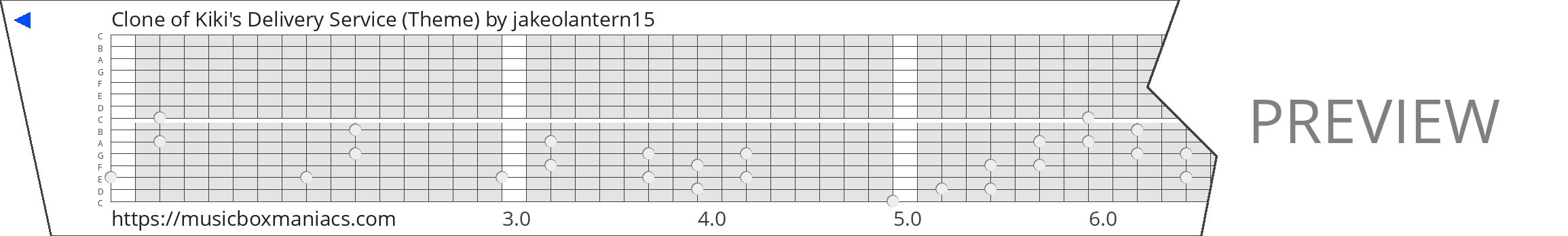 Clone of Kiki's Delivery Service (Theme) 15 note music box paper strip