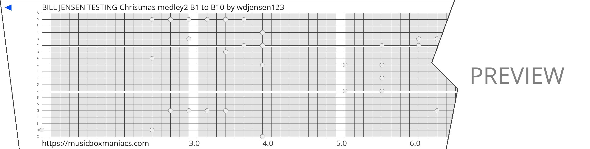 BILL JENSEN TESTING Christmas medley2 B1 to B10 20 note music box paper strip