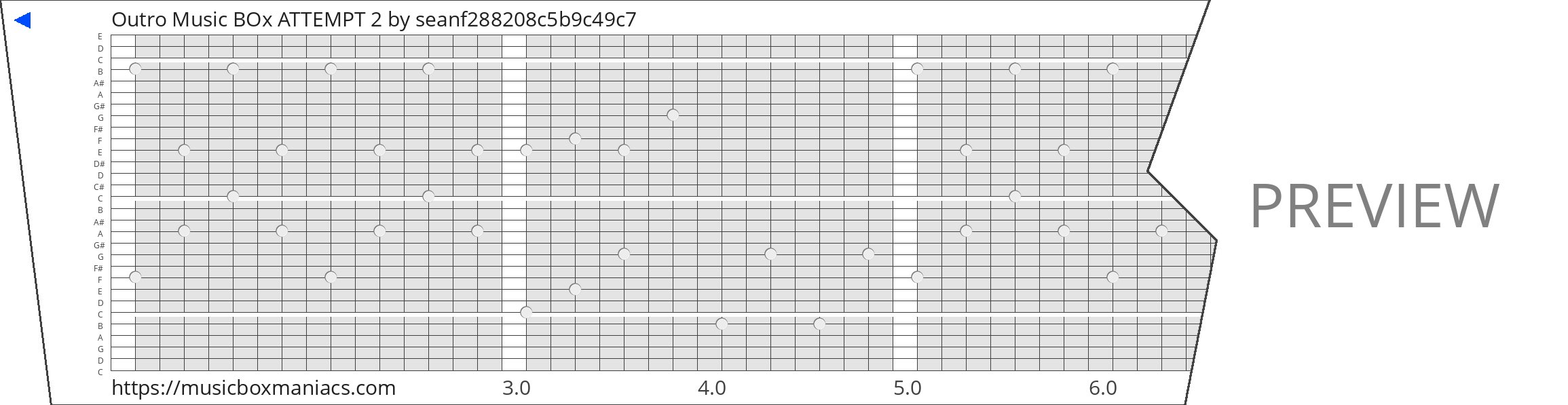 Outro Music BOx ATTEMPT 2 30 note music box paper strip