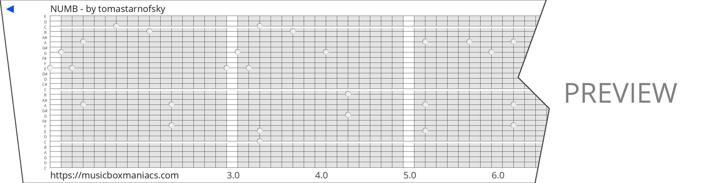 NUMB - 30 note music box paper strip